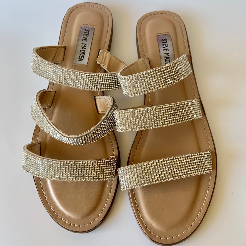 Steve Madden Crystal Embellished Flat Sandals